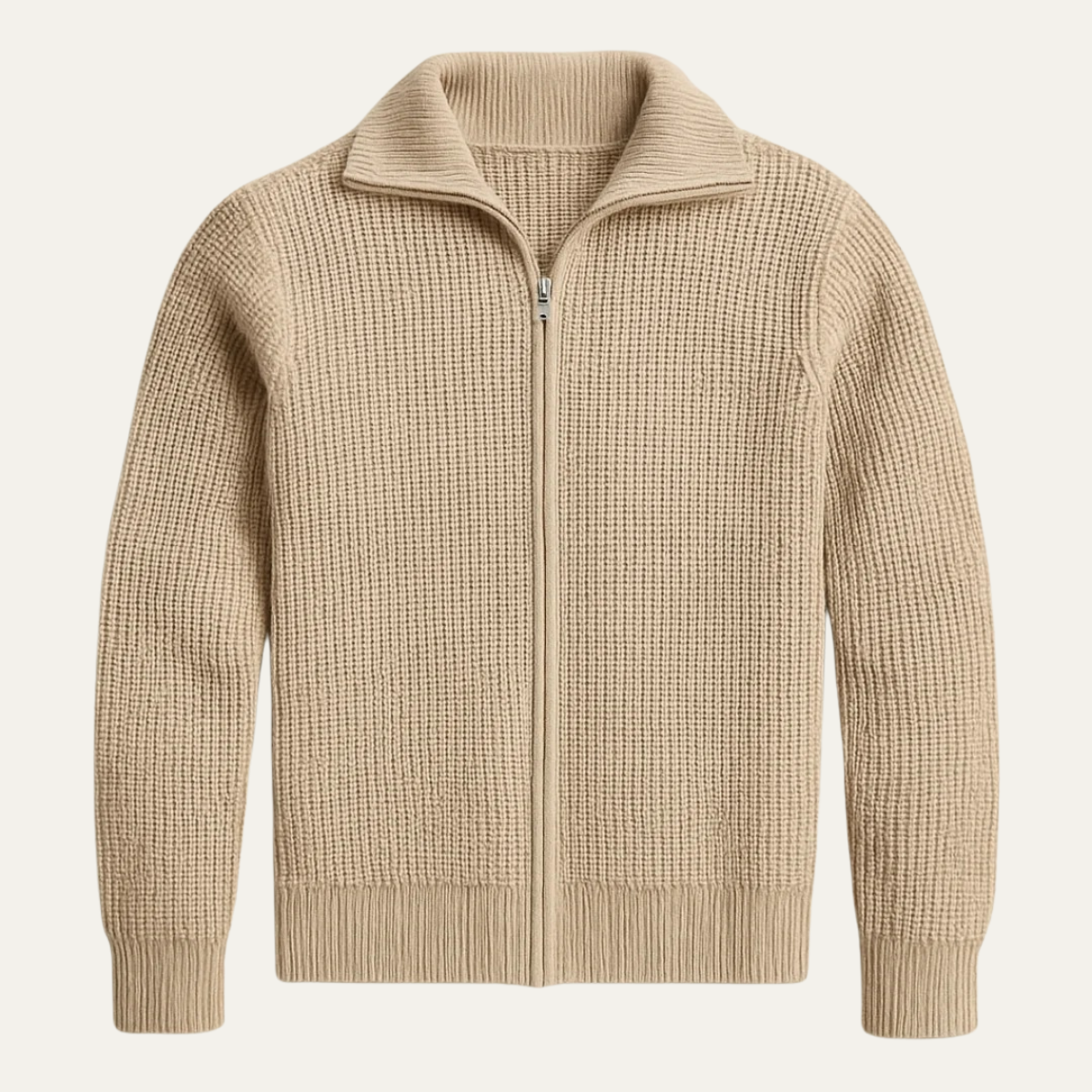 Men's Chunky Knit Full Zip Sweater - VibreMode