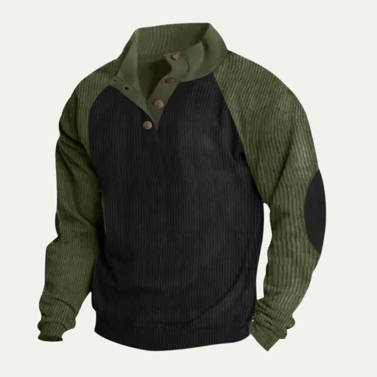 Men's Colorblock Corduroy Sweater Stand Up Collar