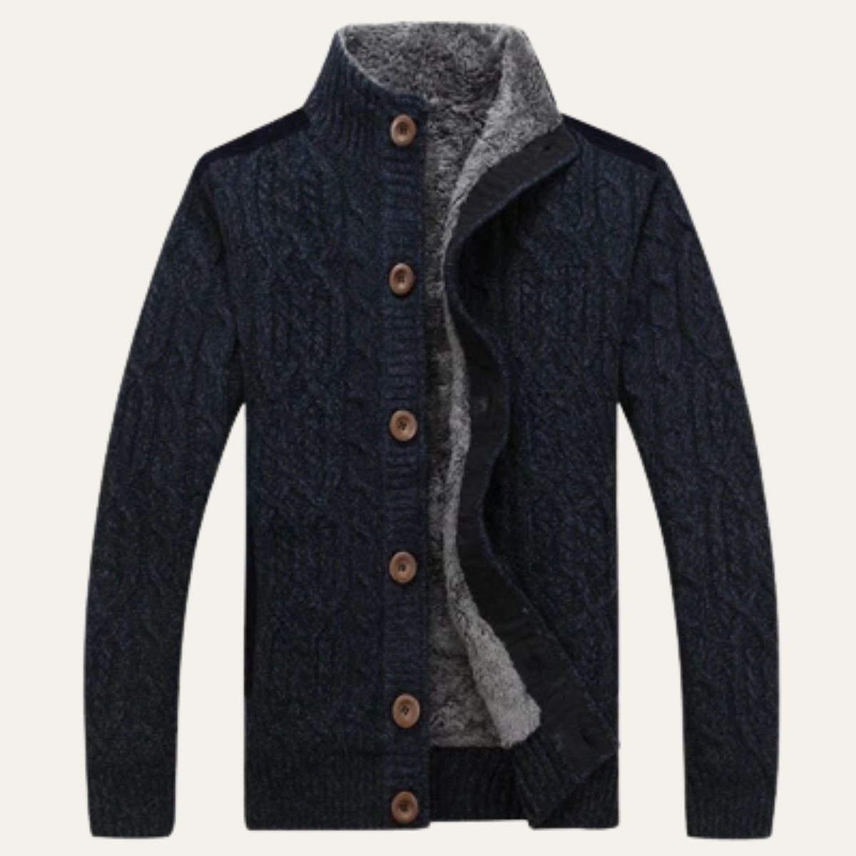 Men's Wool Cardigan Zip Up Fleece Knit