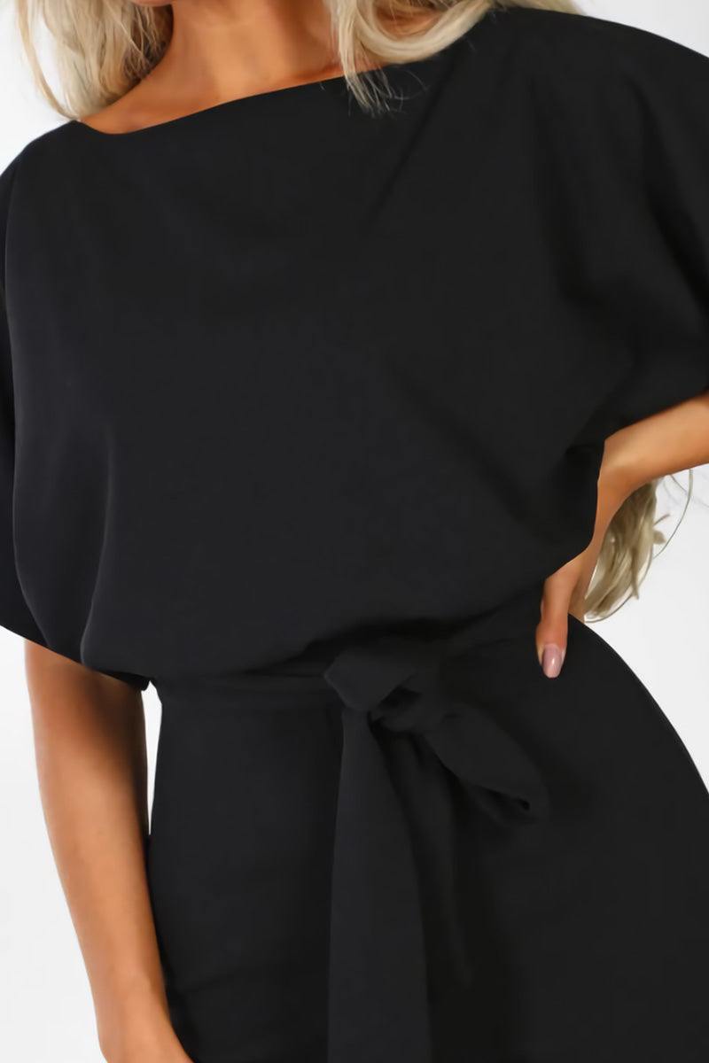 Women's Loose Fit Belted Jumpsuit with Flare Sleeves