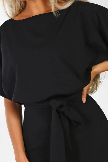 Women's Loose Fit Belted Jumpsuit with Flare Sleeves