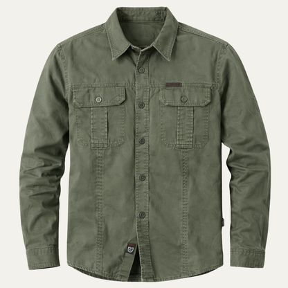 Men's Cotton Cargo Shirt Solid Color Multi Pocket - VibreMode
