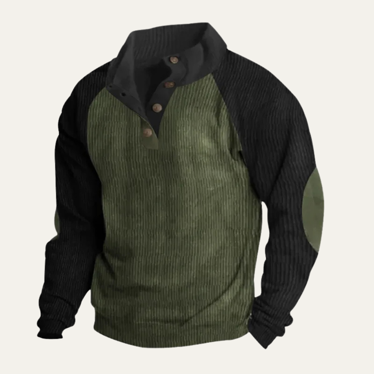 Men's Colorblock Corduroy Sweater Stand Up Collar