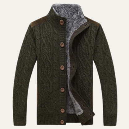 Men's Wool Cardigan Zip Up Fleece Knit