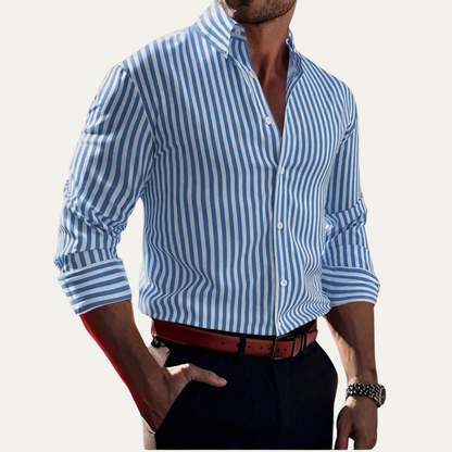 Men's Casual Striped Button-Down Shirt