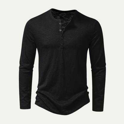 Men's Cotton Henley T Shirt Casual Button Neck - VibreMode