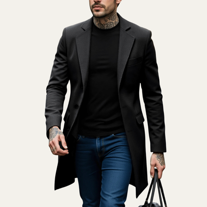 Men's Wool Long Winter Coat Thick Textured