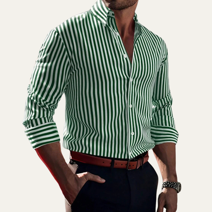 Men's Casual Striped Button-Down Shirt