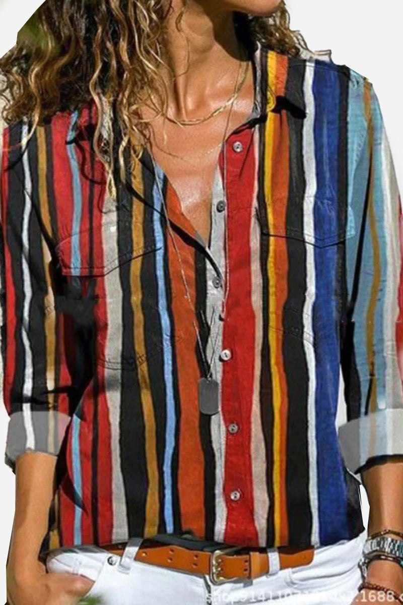 Vibrant Multi-Colored Women's Long Sleeve Shirt - VibreMode