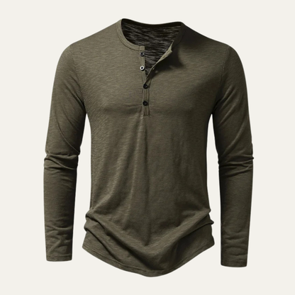 Men's Cotton Henley T Shirt Casual Button Neck