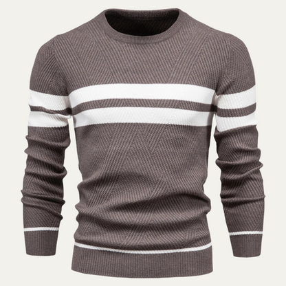 Men's Knitted Sweater White Stripes Casual