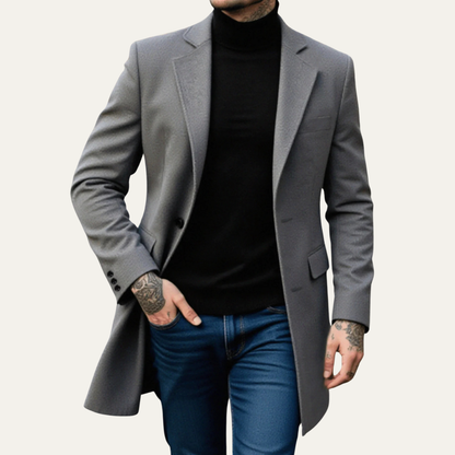Men's Wool Long Winter Coat Thick Textured