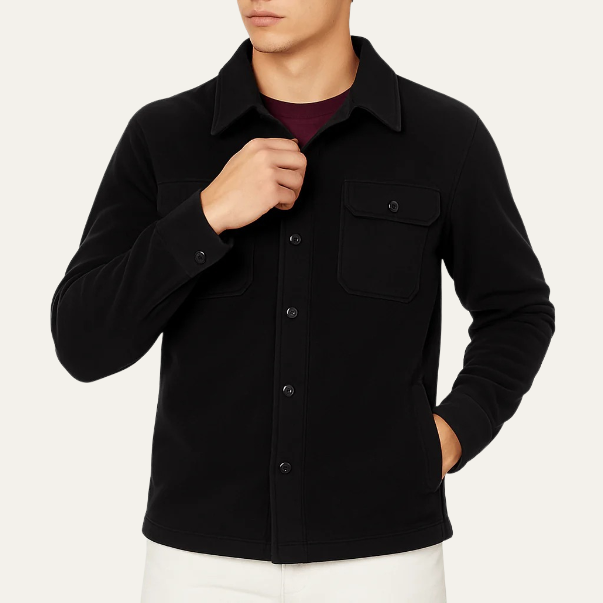 Men's Wool Casual Jacket With Pockets