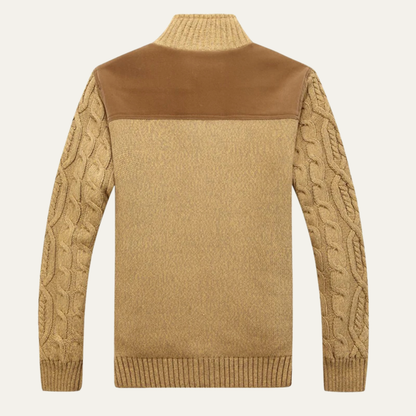 Men's Wool Cardigan Zip Up Fleece Knit