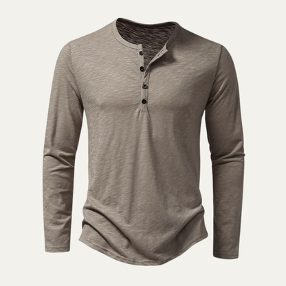 Men's Cotton Henley T Shirt Casual Button Neck