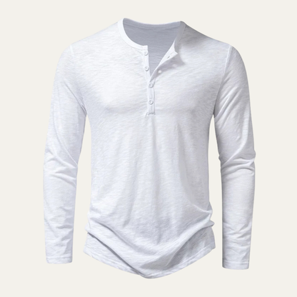 Men's Cotton Henley T Shirt Casual Button Neck