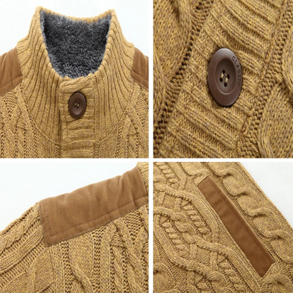 Men's Wool Cardigan Zip Up Fleece Knit