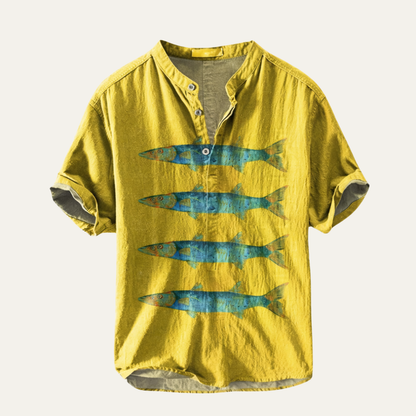 Men's Hawaiian Shirt Tropical Button Up Cotton - VibreMode