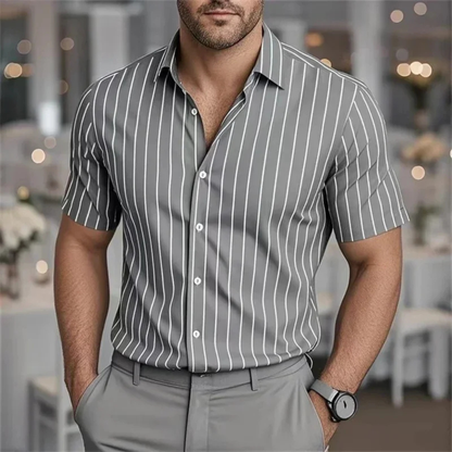 Men's Striped Casual Shirt Breathable Cotton