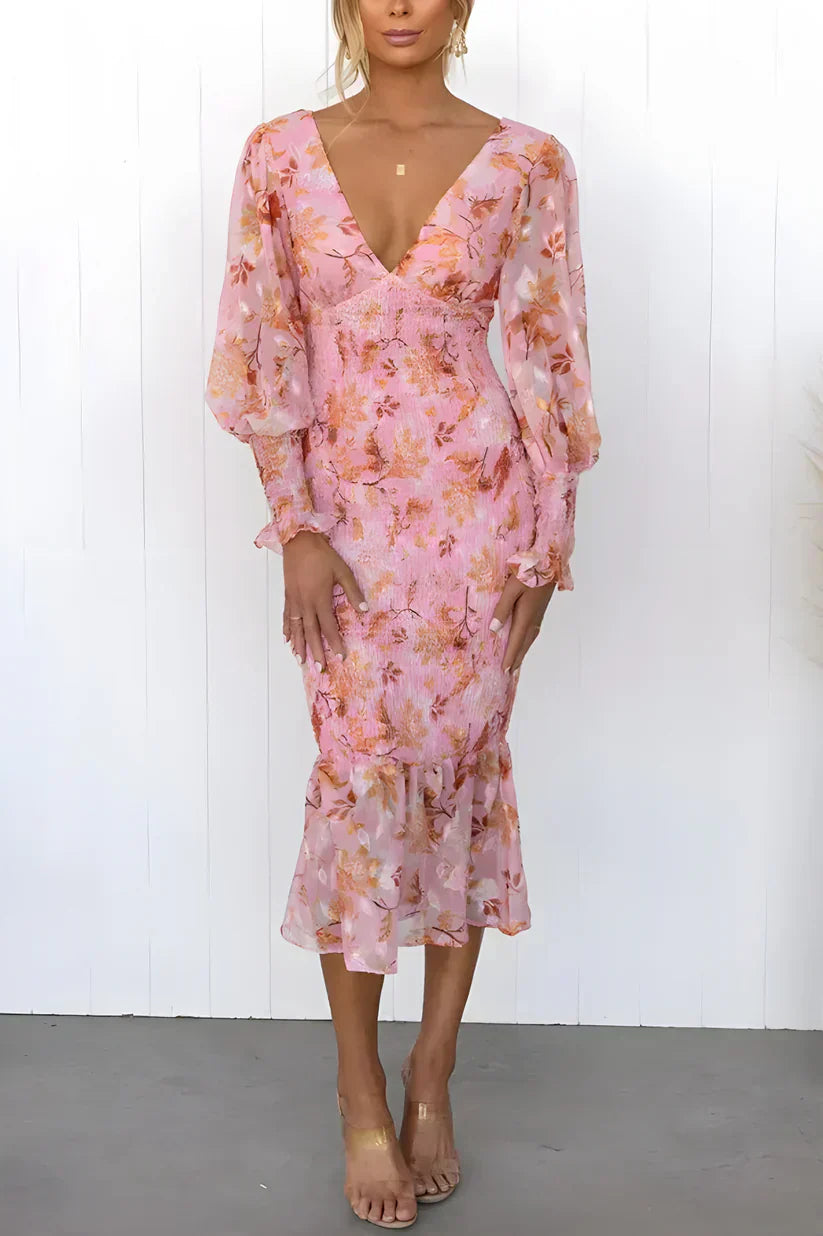 Elegant Ladies Floral Maxi Evening Dress