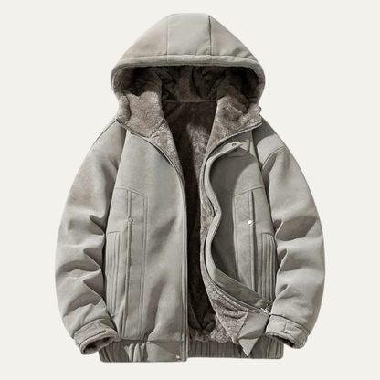 Men's Fleece Lined Hooded Jacket Retro Style