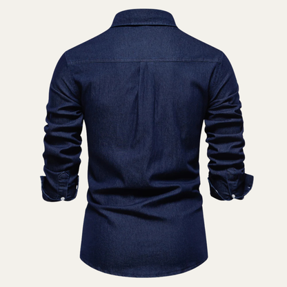Men's Slim Fit Denim Shirt Double Pockets