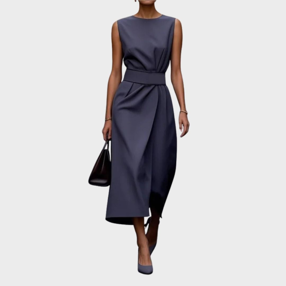 Elegant Ladies' Strapless Mid Length Dress Twist Detail