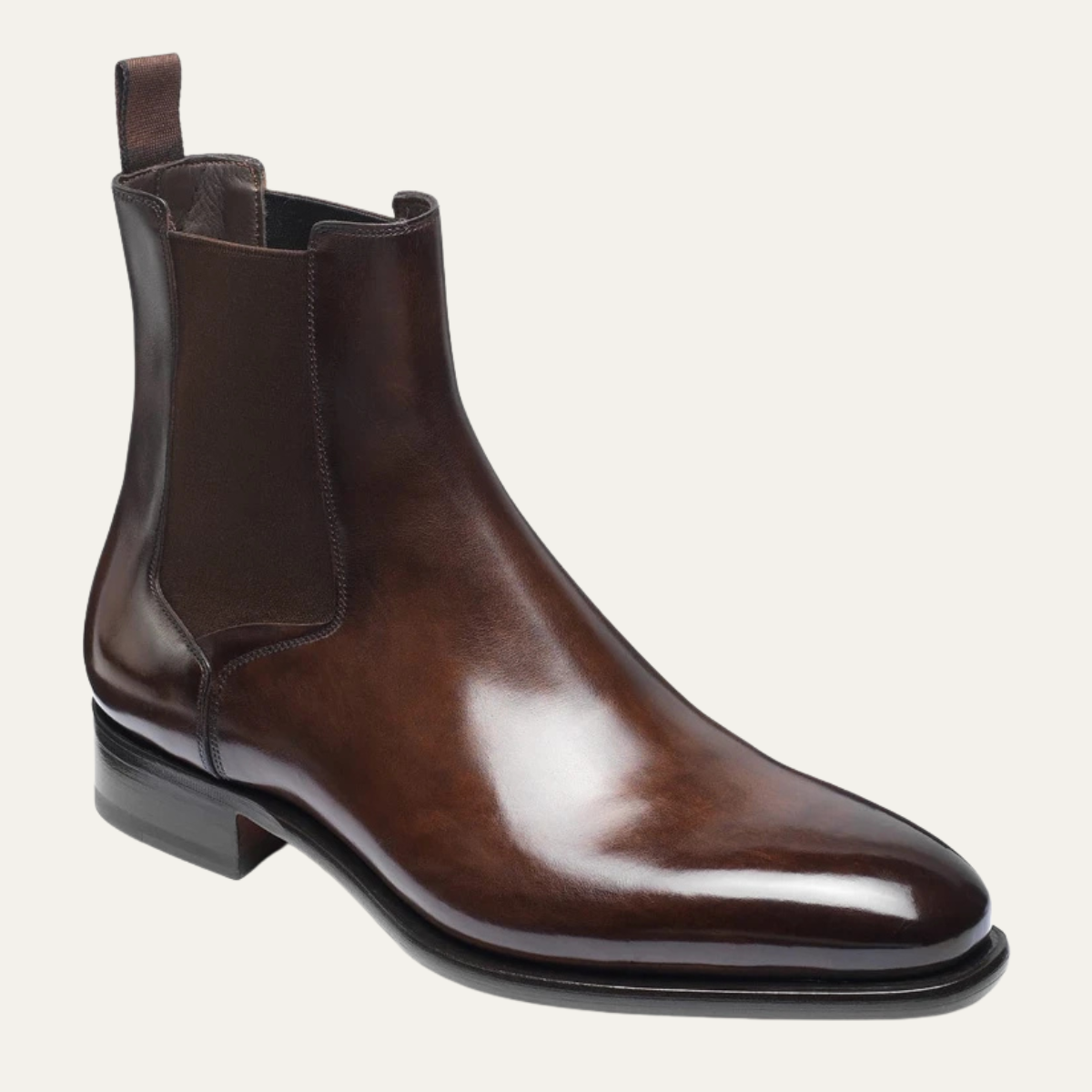 Manduria Men's Leather Ankle Boots Polished Black