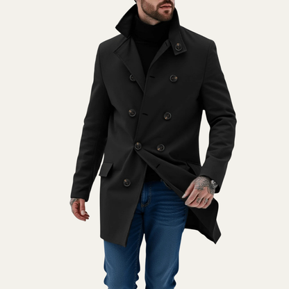 Men's Double Breasted Wool Blend Coat