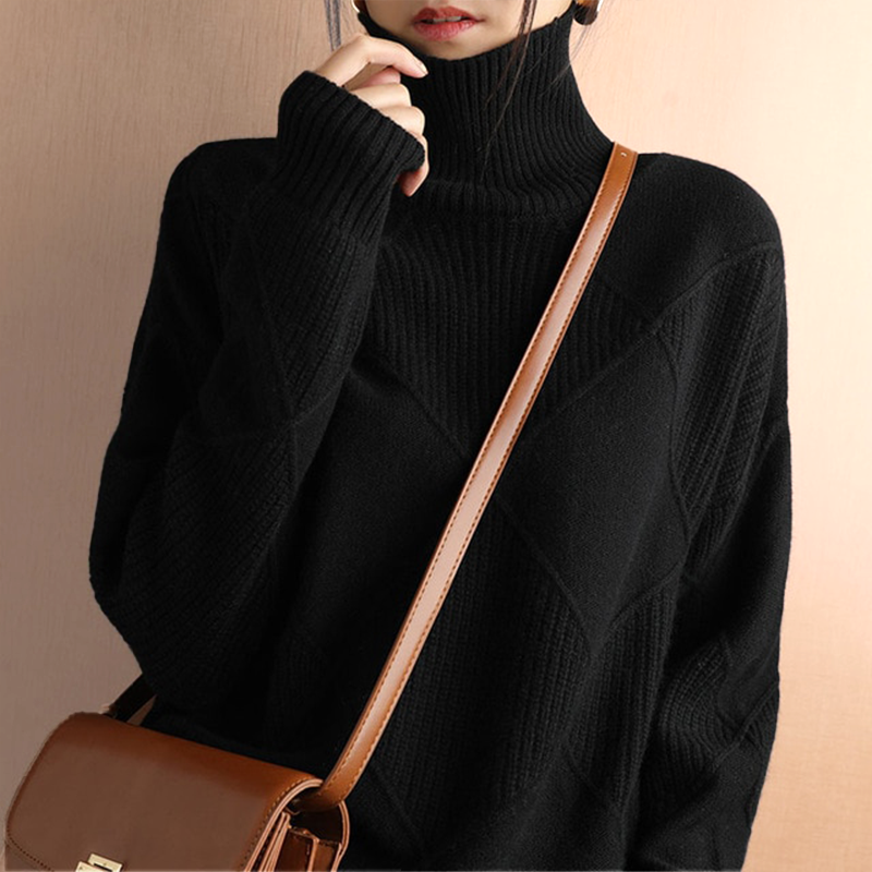 Soft Women's Cable Knit Turtleneck Sweater