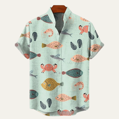 Men's Linen Hawaiian Shirt Retro Beach Style
