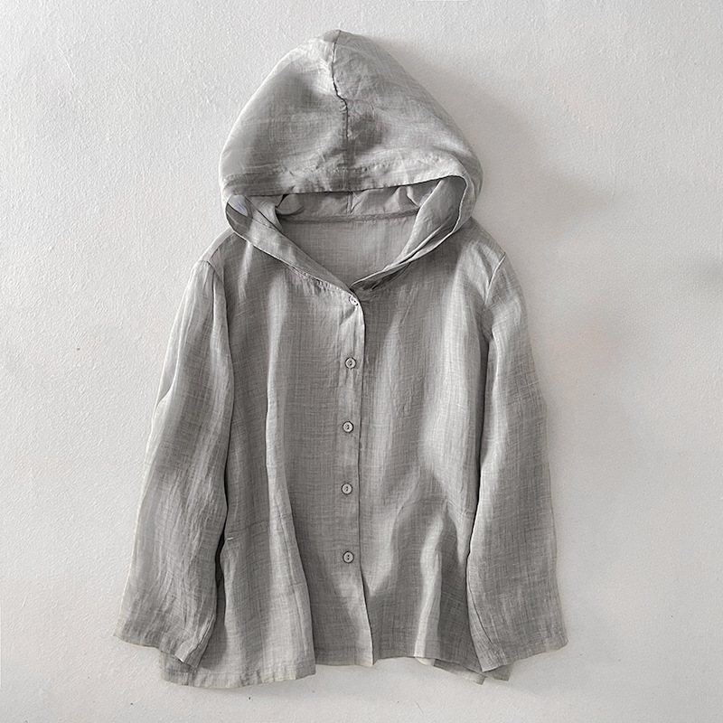 Women's Linen Hoodie Summer Beige