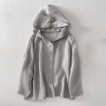 Women's Linen Hoodie Summer Beige