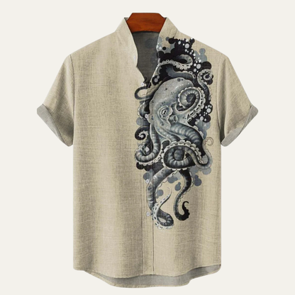 Men's Linen Hawaiian Shirt Retro Beach Style