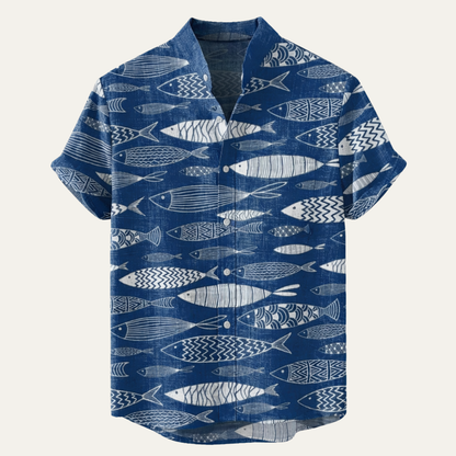Men's Linen Hawaiian Shirt Retro Beach Style - VibreMode