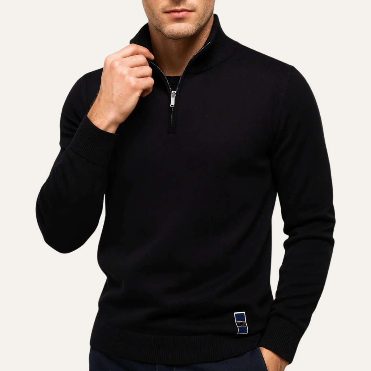 Men's Half Zip Smart Sweater Merino Knit Navy