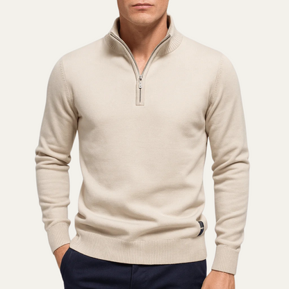 Men's Half Zip Smart Sweater Merino Knit Navy