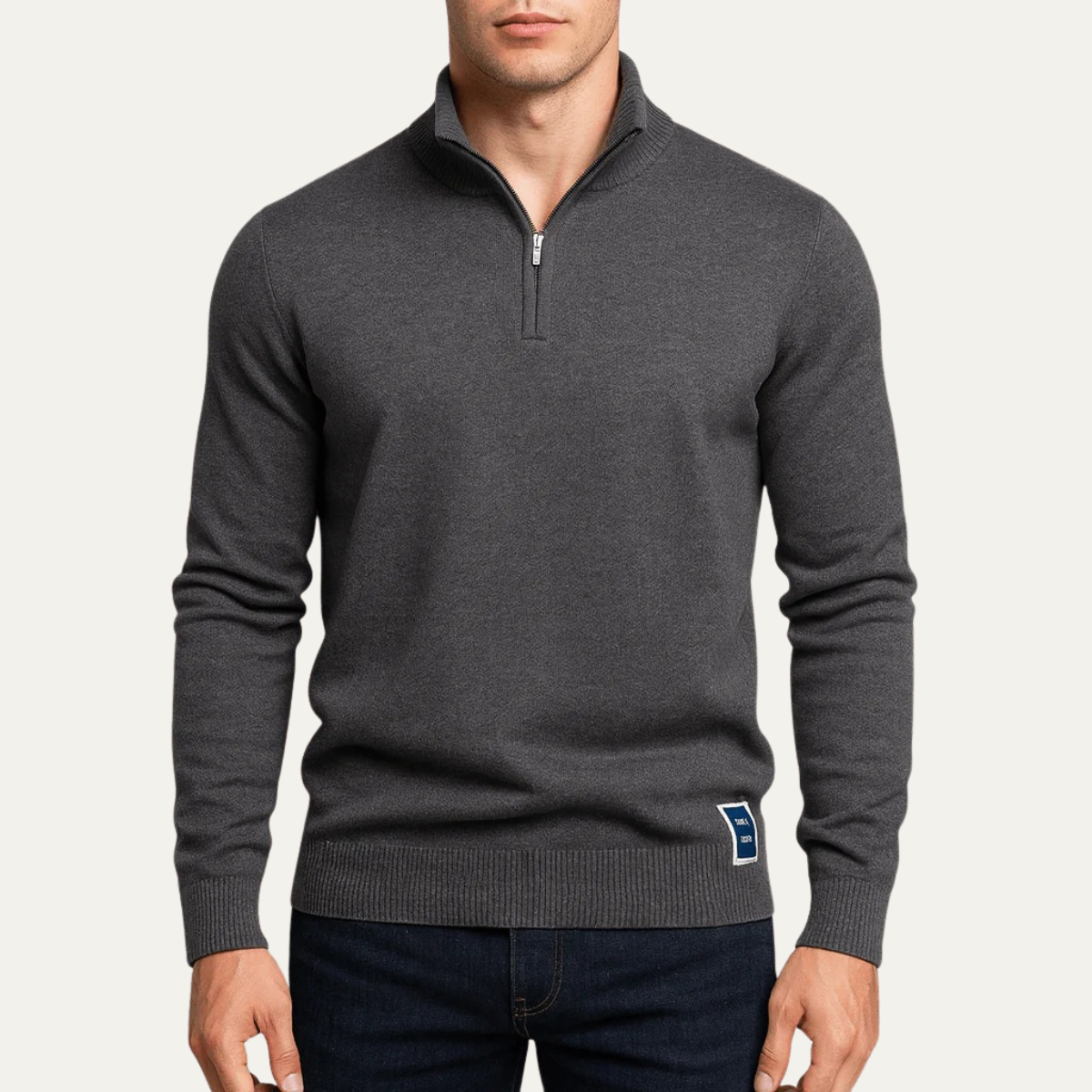 Men's Half Zip Smart Sweater Merino Knit Navy