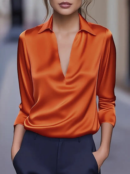 Luxury Soft V-Neck Satin Top
