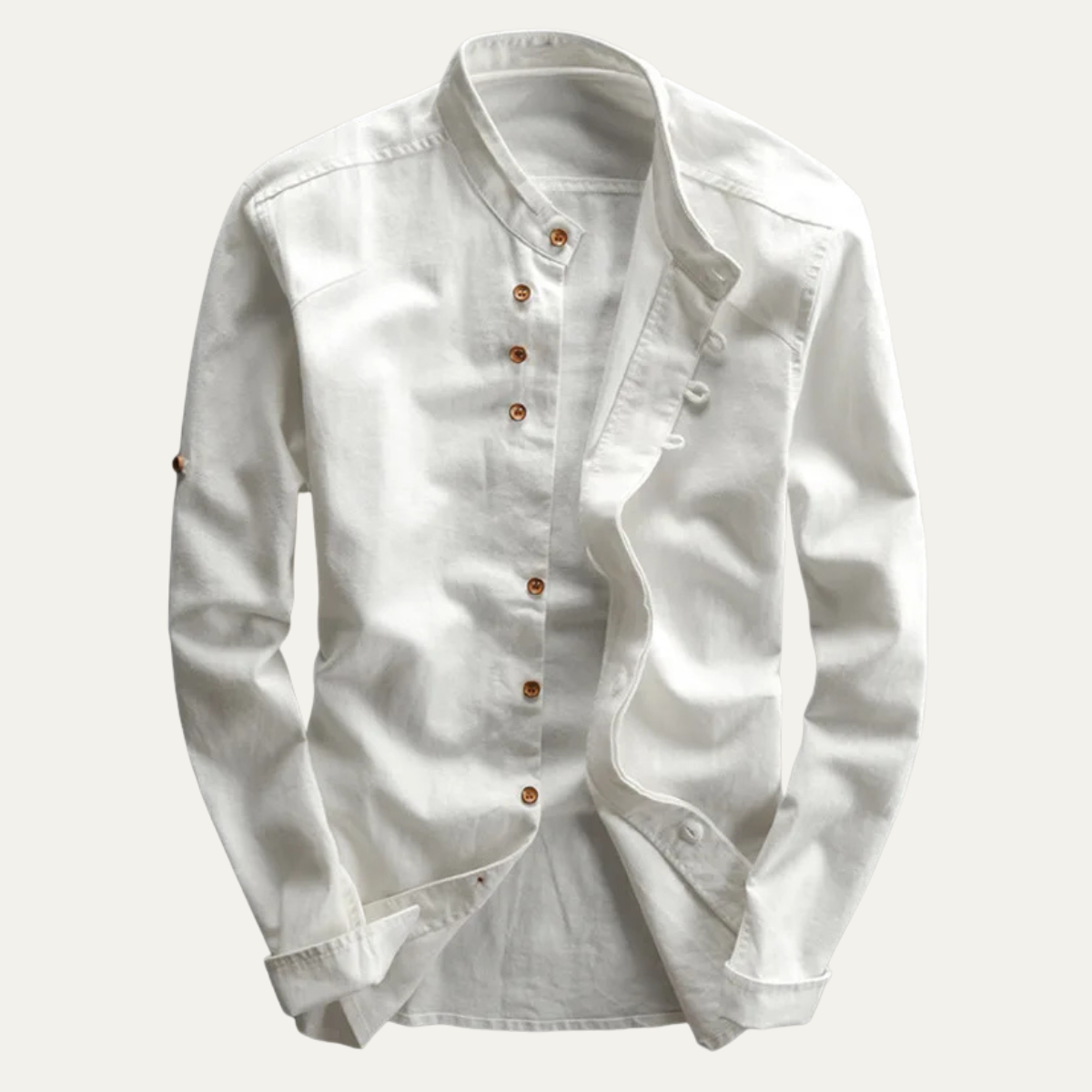 Men's Linen Cotton Stand Collar Shirt Japanese Style - VibreMode