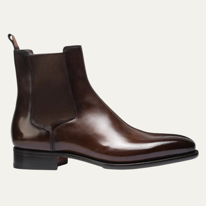 Manduria Men's Leather Ankle Boots Polished Black