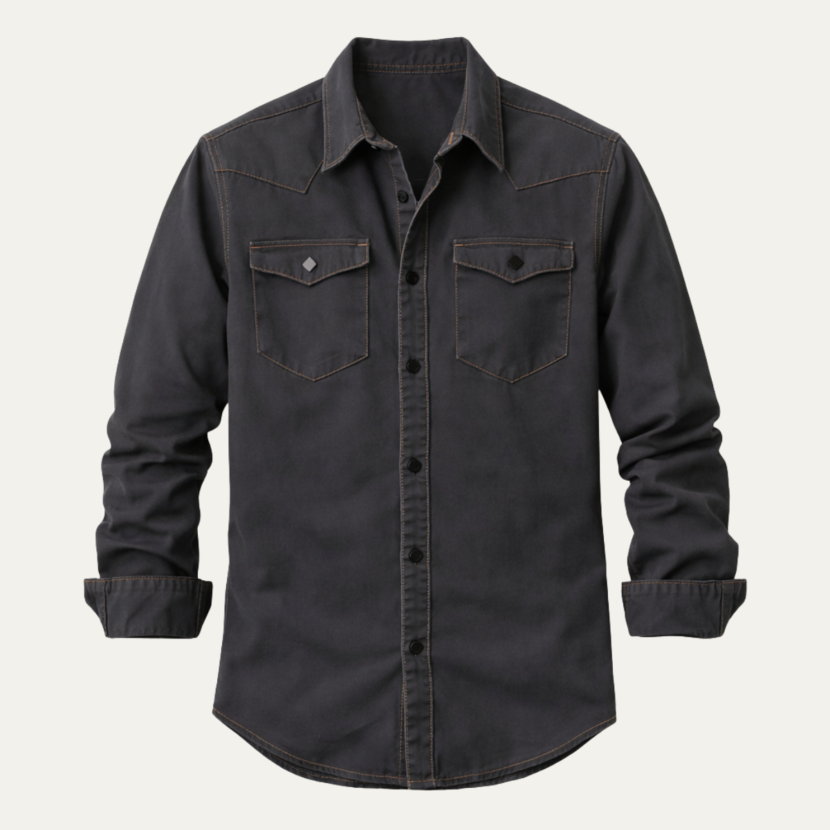 Men's Vintage Denim Shirt Dark Grey - VibreMode