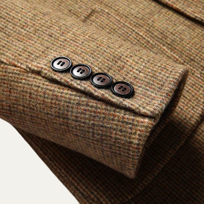 Men's Tweed Blazer Checked Wool Navy