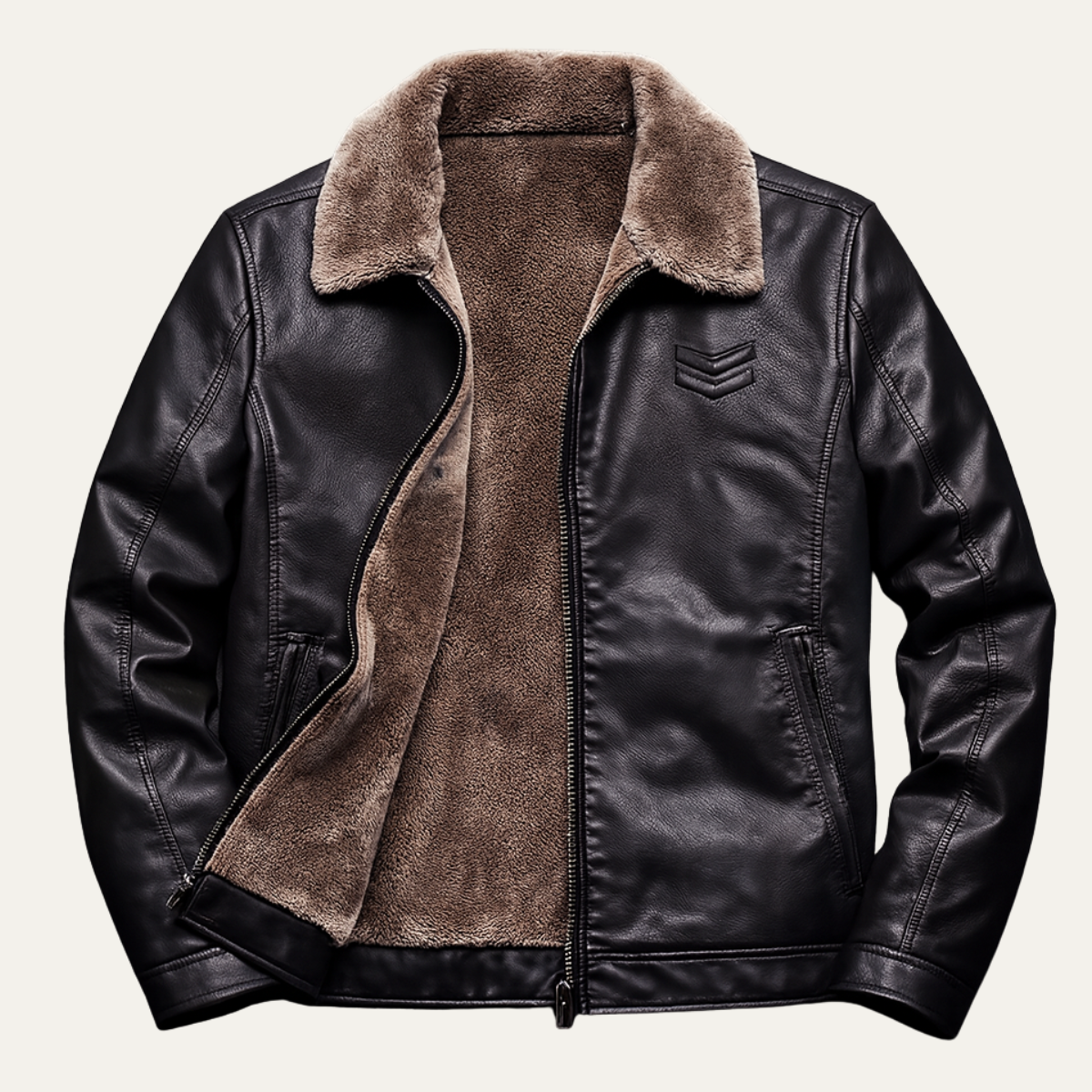 Menton Men's Leather Shearling Jacket Fleece Lined - VibreMode