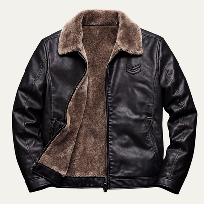 Menton Men's Leather Shearling Jacket Fleece Lined - VibreMode