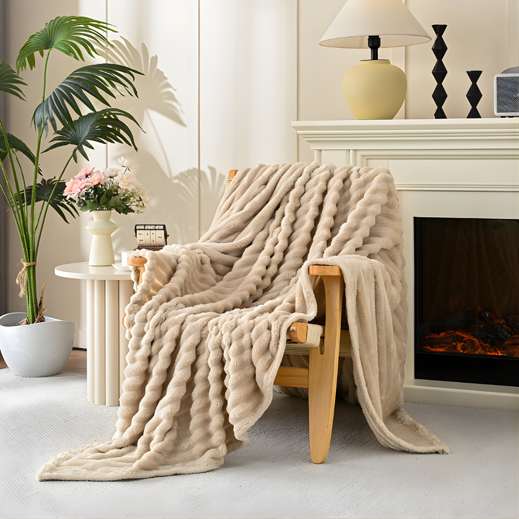 Faux Fur Throw Blanket Soft Plush