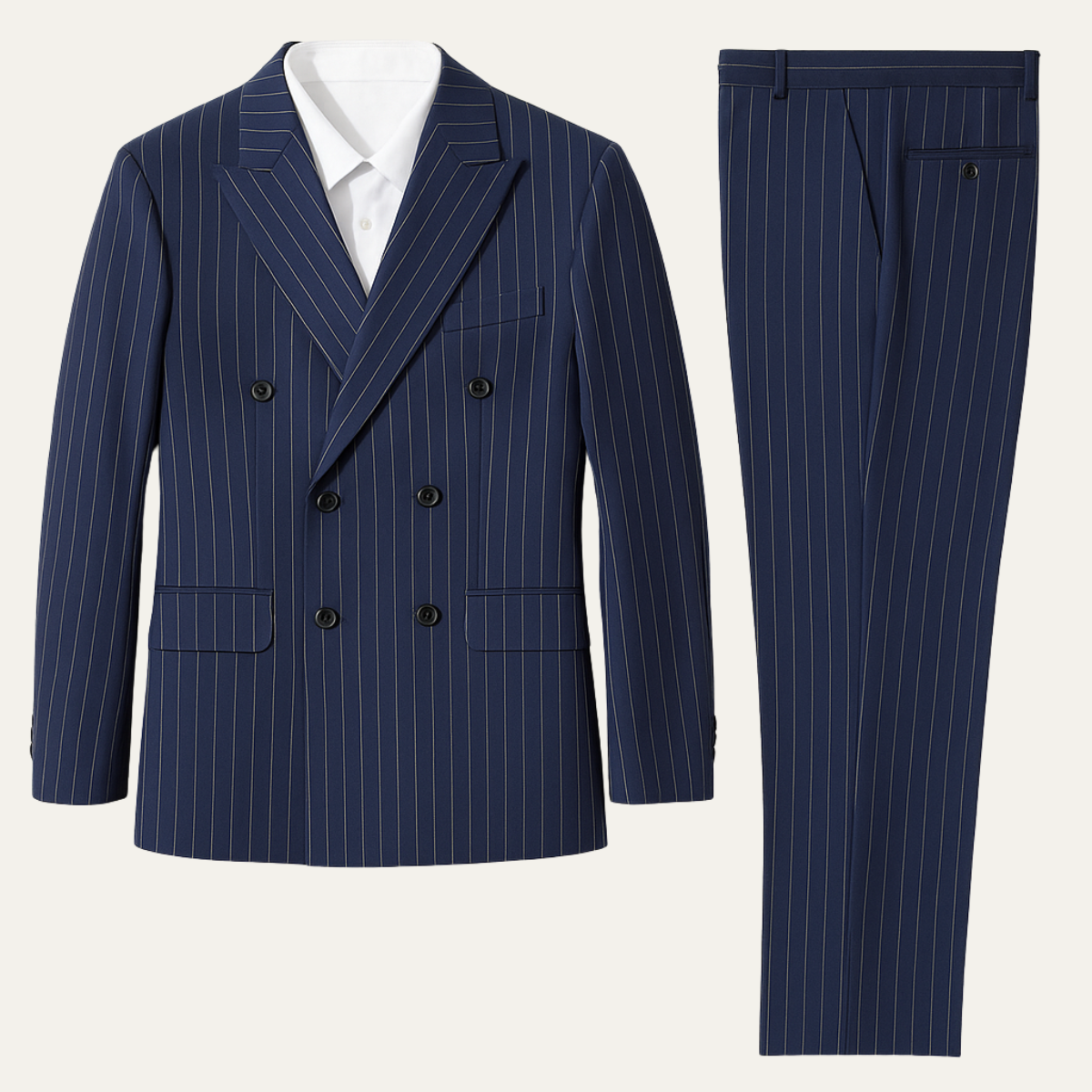 Men's Classic Pinstripe Suit Double Breasted 2 Piece - VibreMode