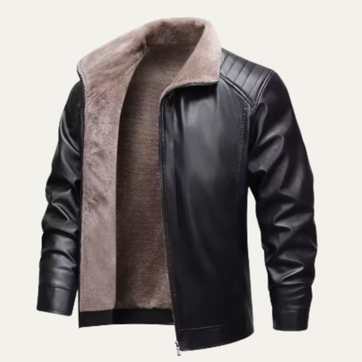 Bologna Men's Leather Biker Jacket Fleece Lined