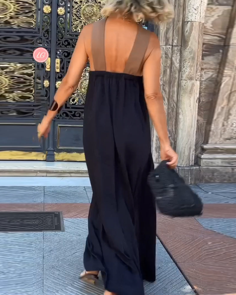 Sleek Strapless Two Tone Formal Dress