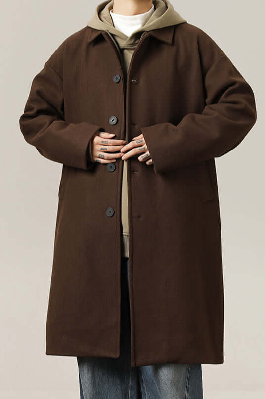 Men's Wool Overcoat Classic Oversized Warm Grey
